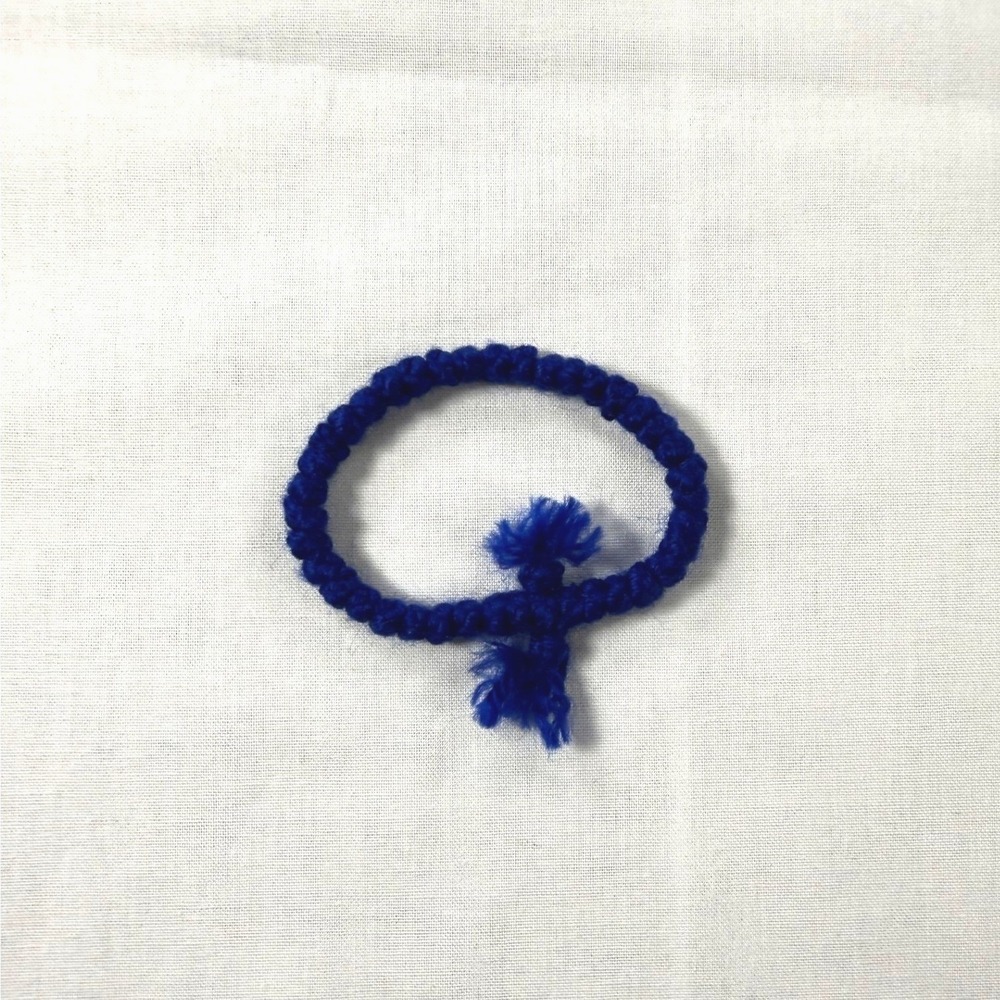 Kids Blue Braided Cord Knotted Bracelet Tassel Handmade